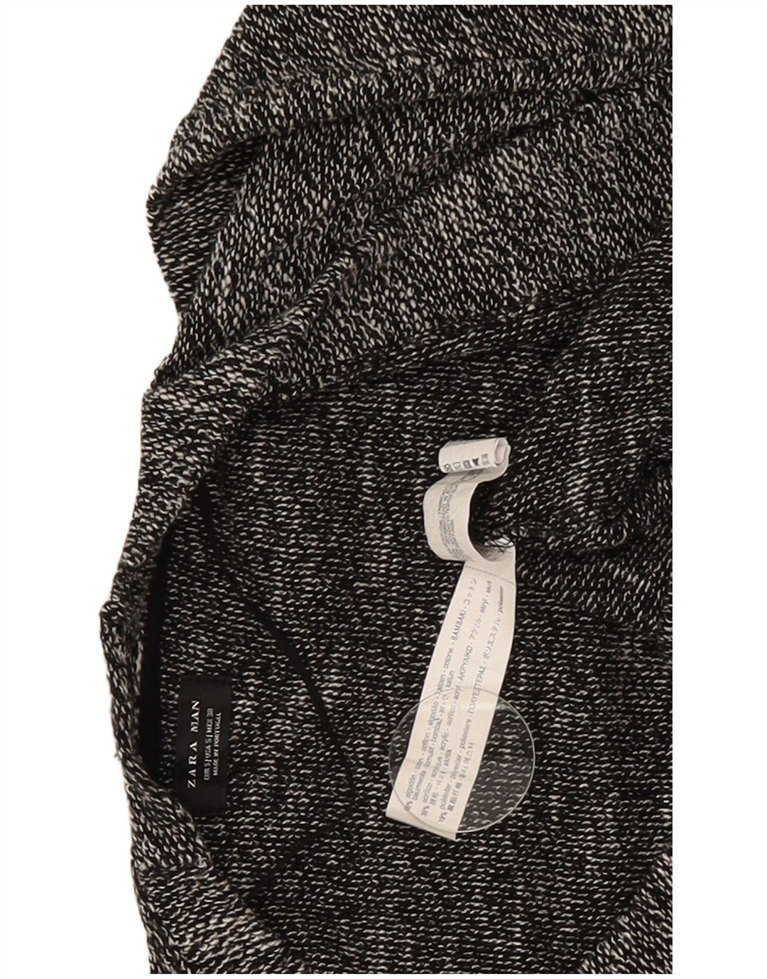 Zara Mens Open Cardigan Sweater Small Grey Flecked Cotton