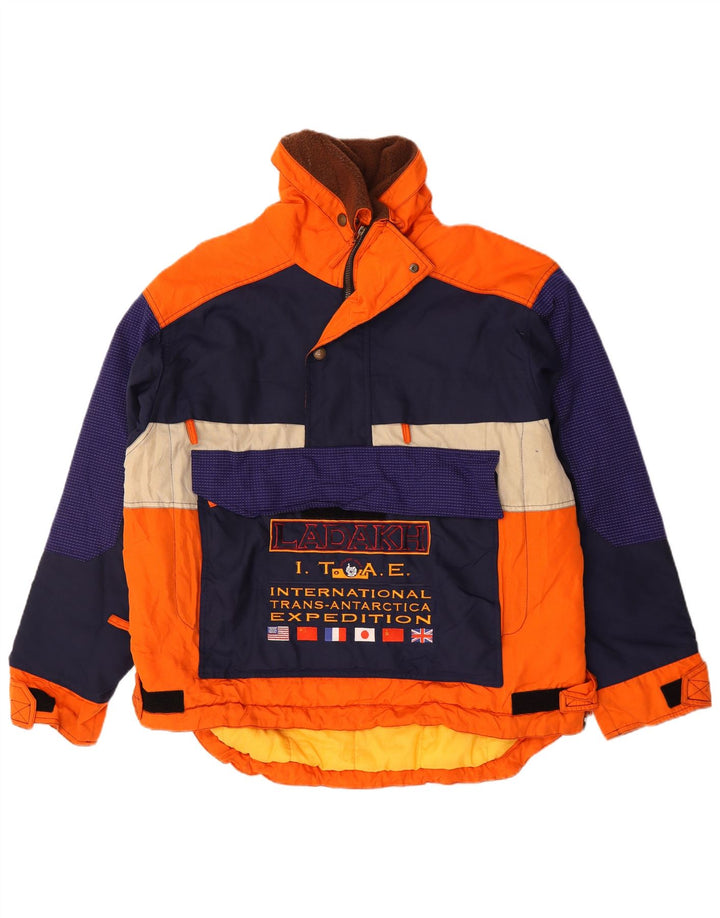Ladakh Mens Hooded Pullover Ski Jacket UK 42 XL Orange Colourblock