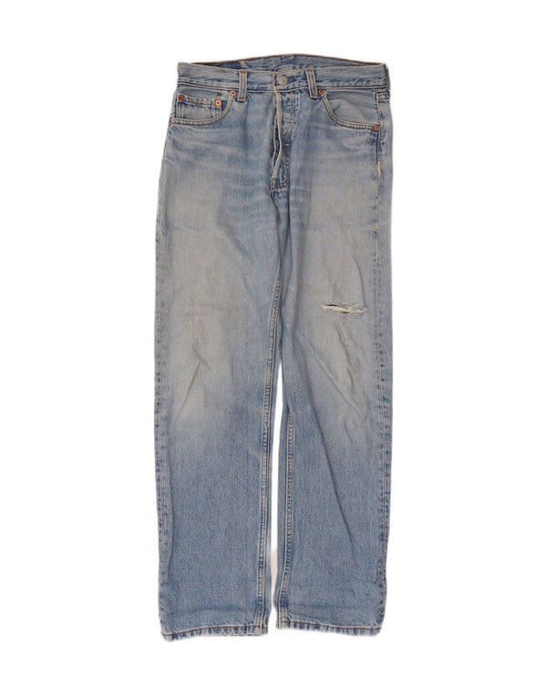 Levi's Mens 501 Distressed Straight Jeans Size 30 W30 L30 Blue Cotton