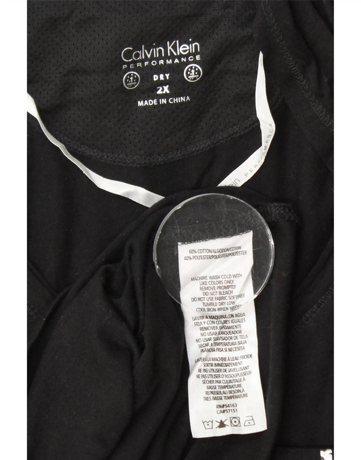 Calvin Klein Womens Oversized Graphic T-Shirt Top UK 20 2XL Black Cotton