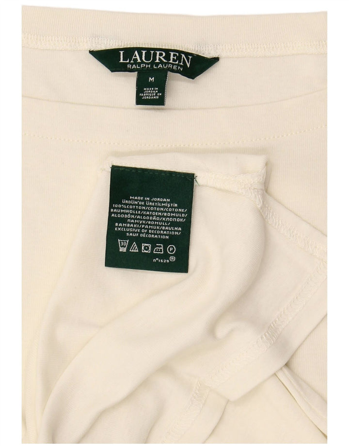 RALPH LAUREN Womens T-Shirt Top UK 12 Medium White Cotton