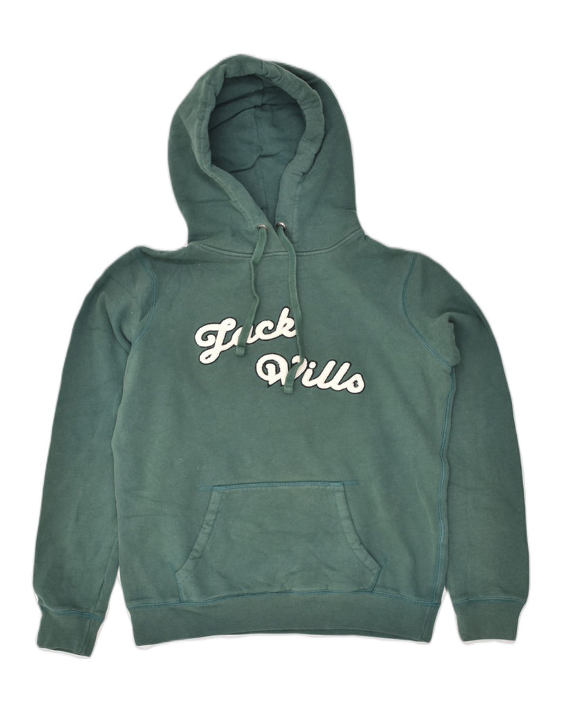 JACK WILLS Womens Graphic Hoodie Jumper UK 10 Small Green Cotton | Vintage Jack Wills | Thrift | Second-Hand Jack Wills | Used Clothing | Messina Hembry 