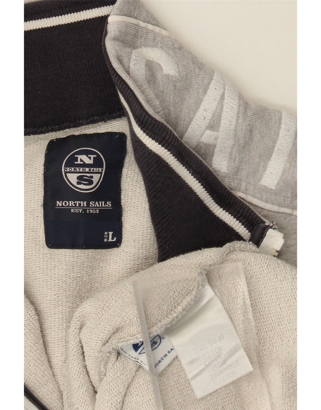NORTH SAILS Mens Graphic Tracksuit Top Jacket Large Grey Cotton