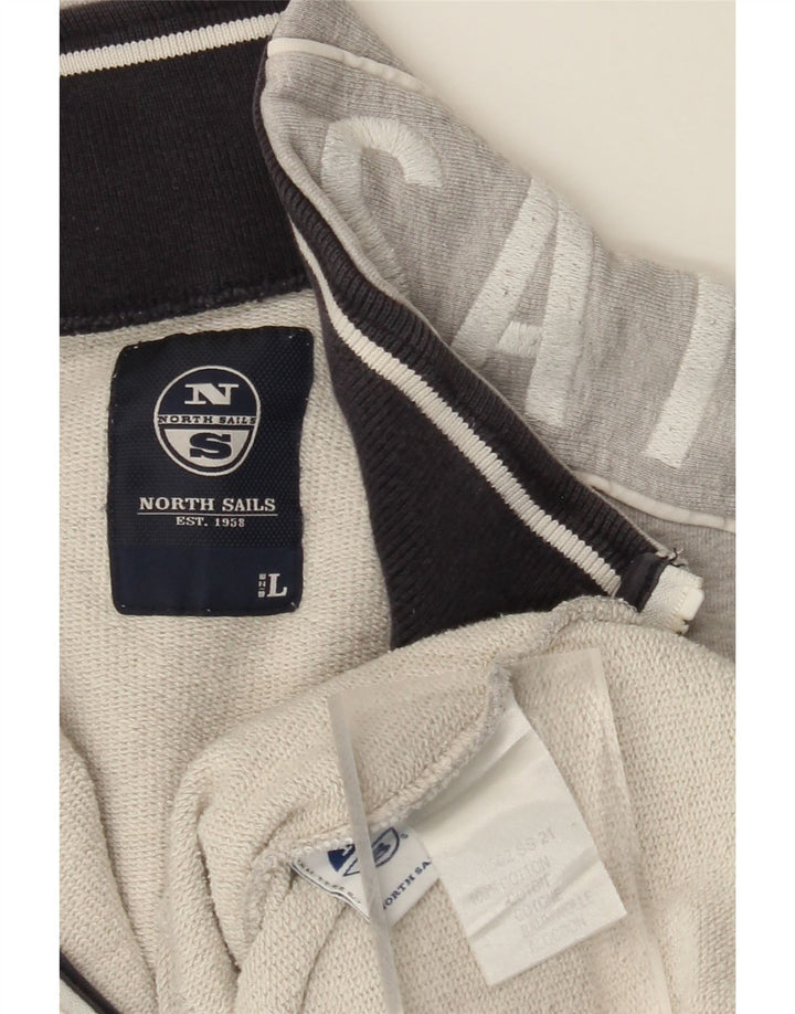 NORTH SAILS Mens Graphic Tracksuit Top Jacket Large Grey Cotton