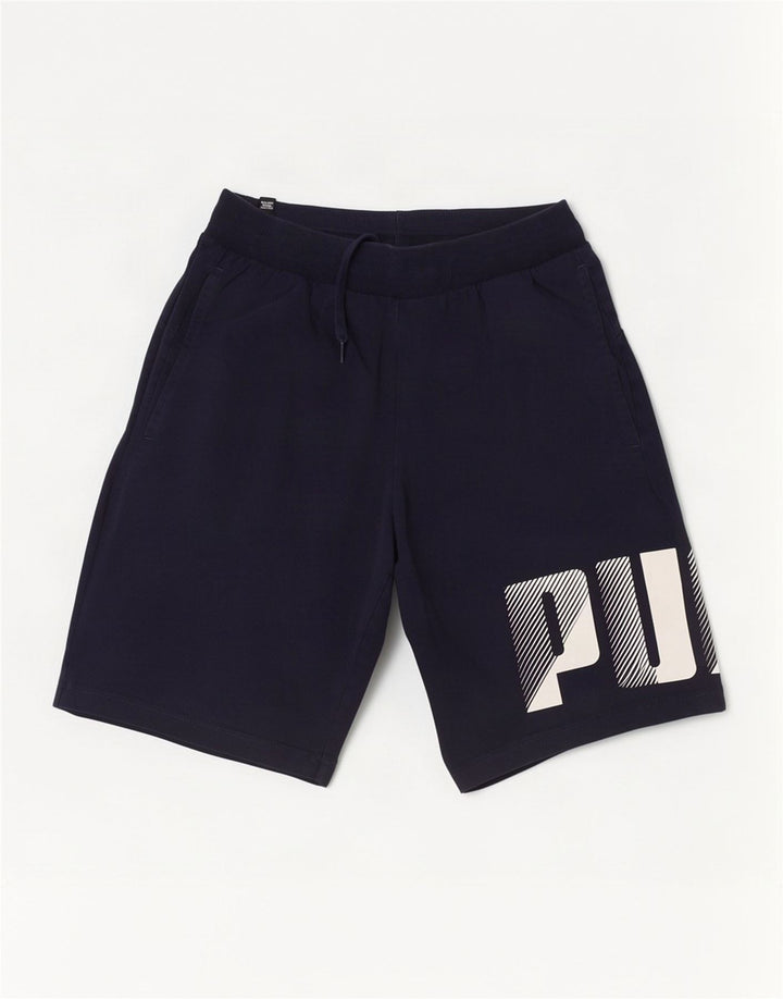 Puma Mens Graphic Sport Shorts Small Navy Blue Cotton
