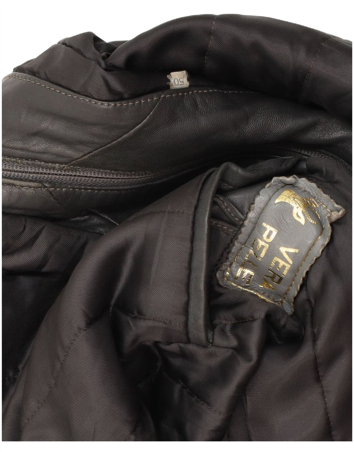 Vintage Mens Leather Jacket IT 50 Large Black Leather