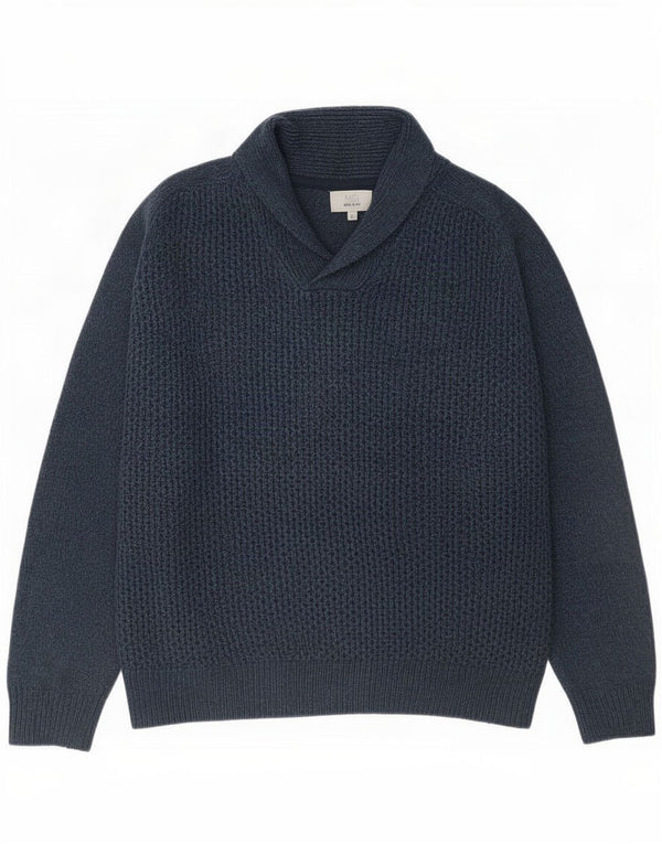 Marks & Spencer Mens Regular Fit Shawl Neck Jumper Sweater Large Navy Blue
