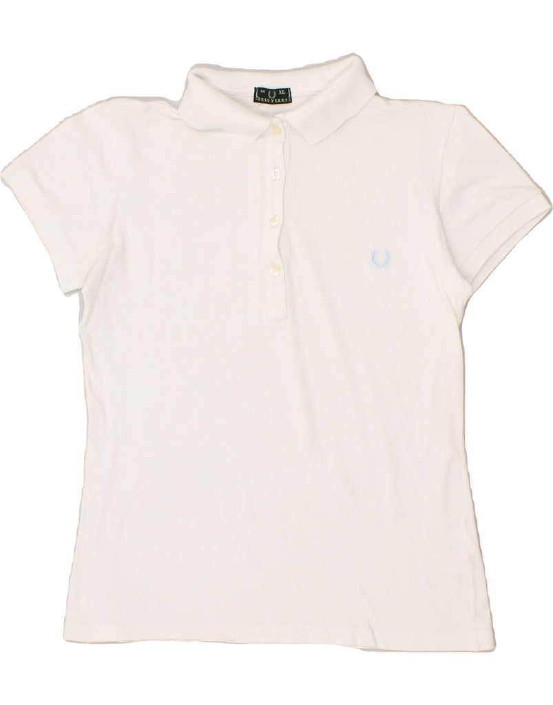 FRED PERRY Womens Polo Shirt UK 18 XL White Cotton | Vintage Fred Perry | Thrift | Second-Hand Fred Perry | Used Clothing | Messina Hembry 