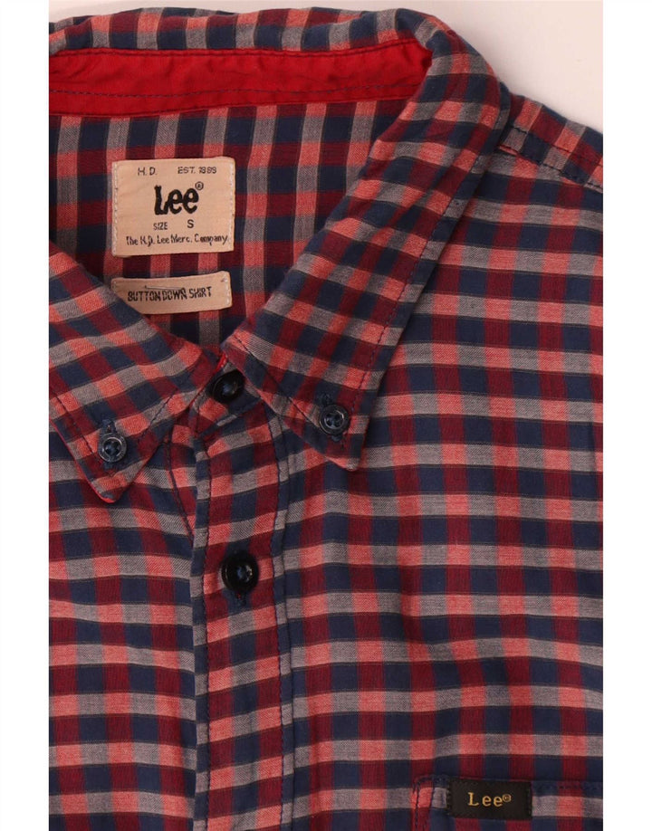 Lee Mens Shirt Small Red Gingham Cotton