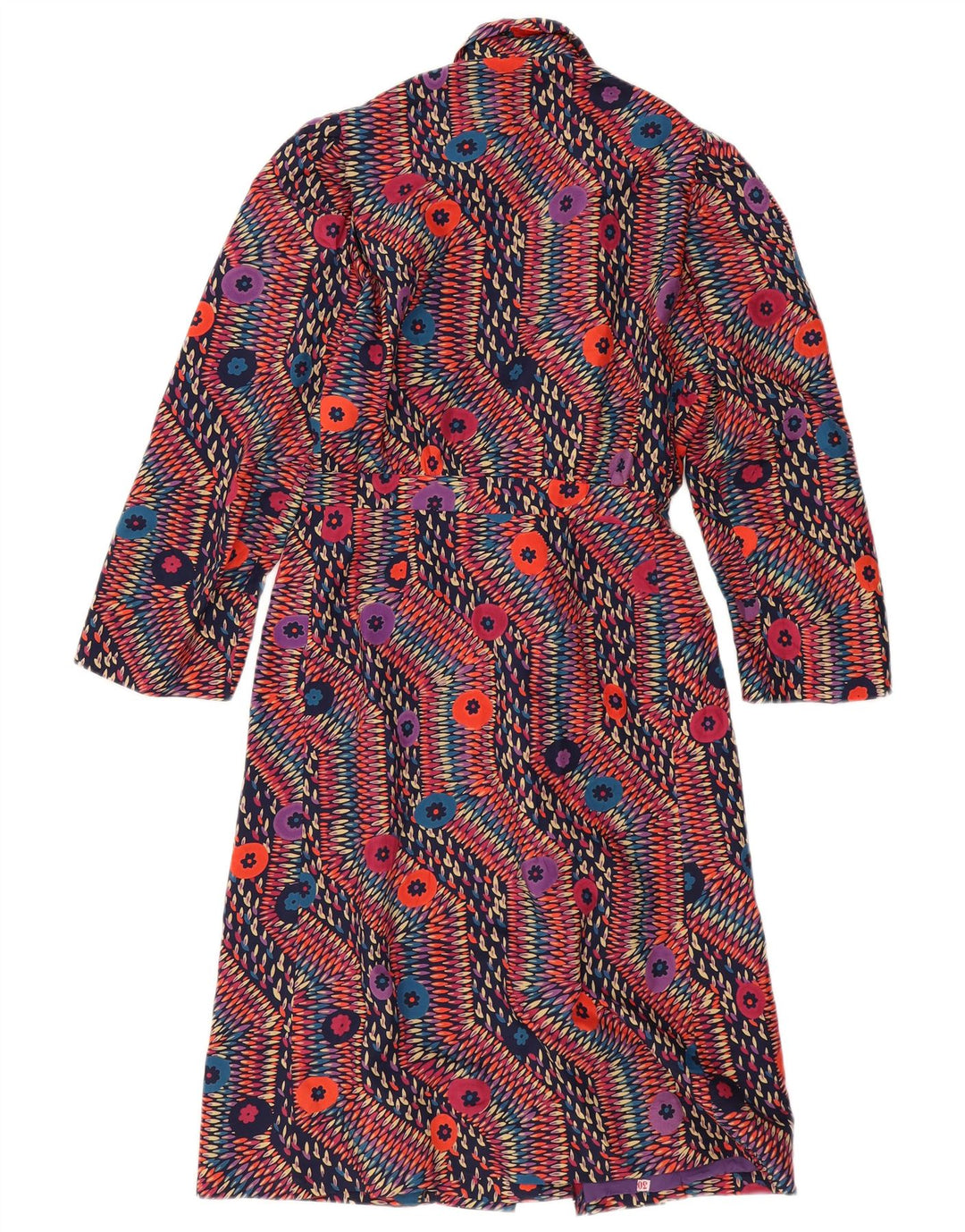Vintage Womens Long Sleeve Wrap Dress UK 12 Medium Multicoloured Geometric