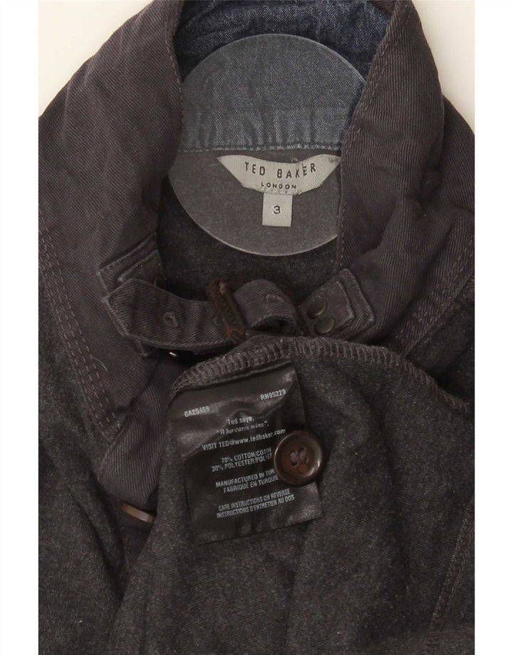 Ted Baker Mens Button Neck Jumper Sweater Size 3 Medium Grey Cotton