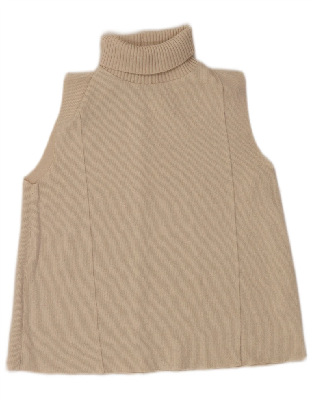 Zara Womens Roll Neck Vest Tank Top UK 14 Medium Off White Polyester