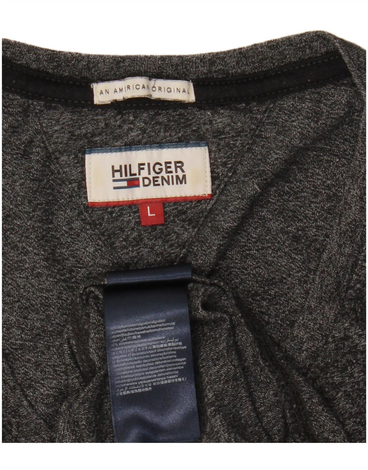 Tommy Hilfiger Mens T-Shirt Top Large Grey Flecked Cotton