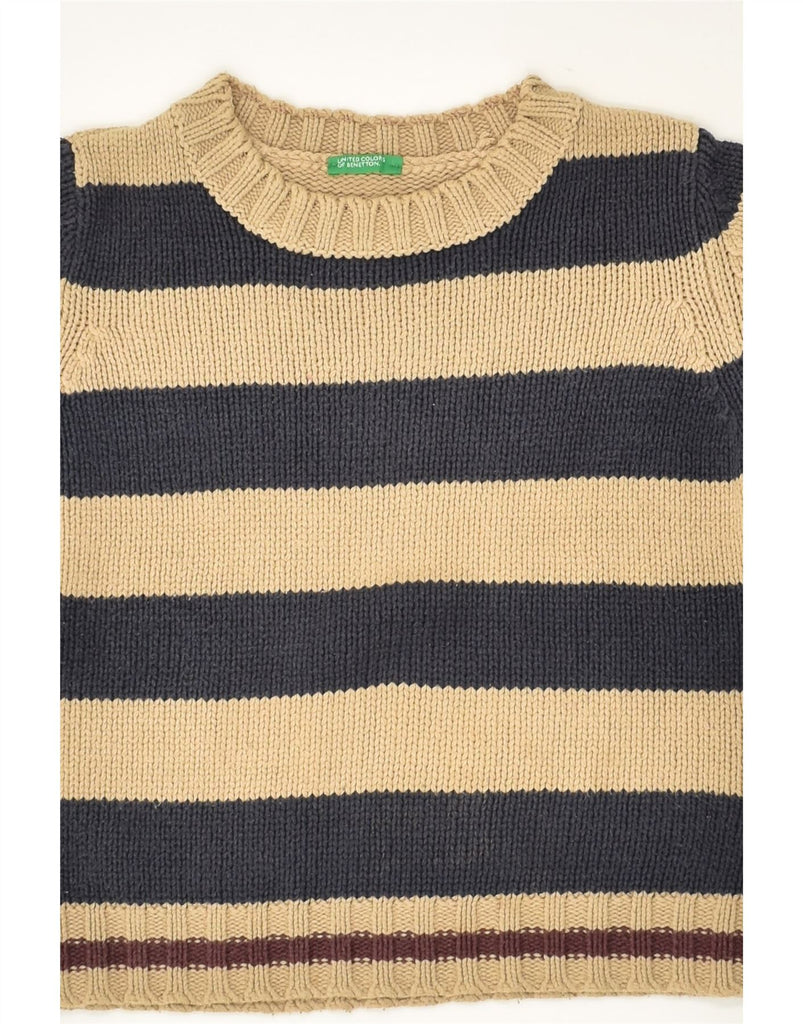 BENETTON Boys Boat Neck Jumper Sweater 4-5 Years XS  Brown Striped Cotton | Vintage Benetton | Thrift | Second-Hand Benetton | Used Clothing | Messina Hembry 