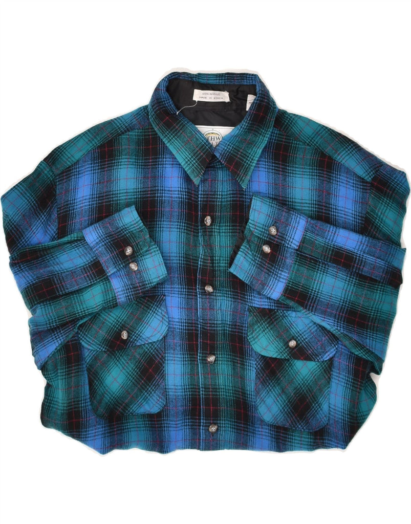 VINTAGE Mens Flannel Shirt Medium Blue Check Acrylic | Vintage Vintage | Thrift | Second-Hand Vintage | Used Clothing | Messina Hembry 