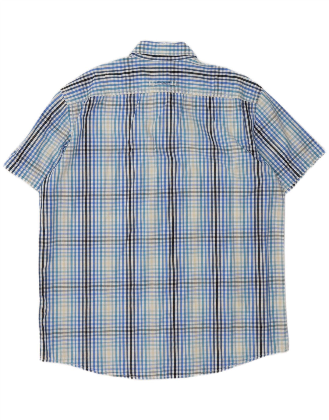 Camel Active Mens Short Sleeve Shirt XL Blue Gingham Cotton