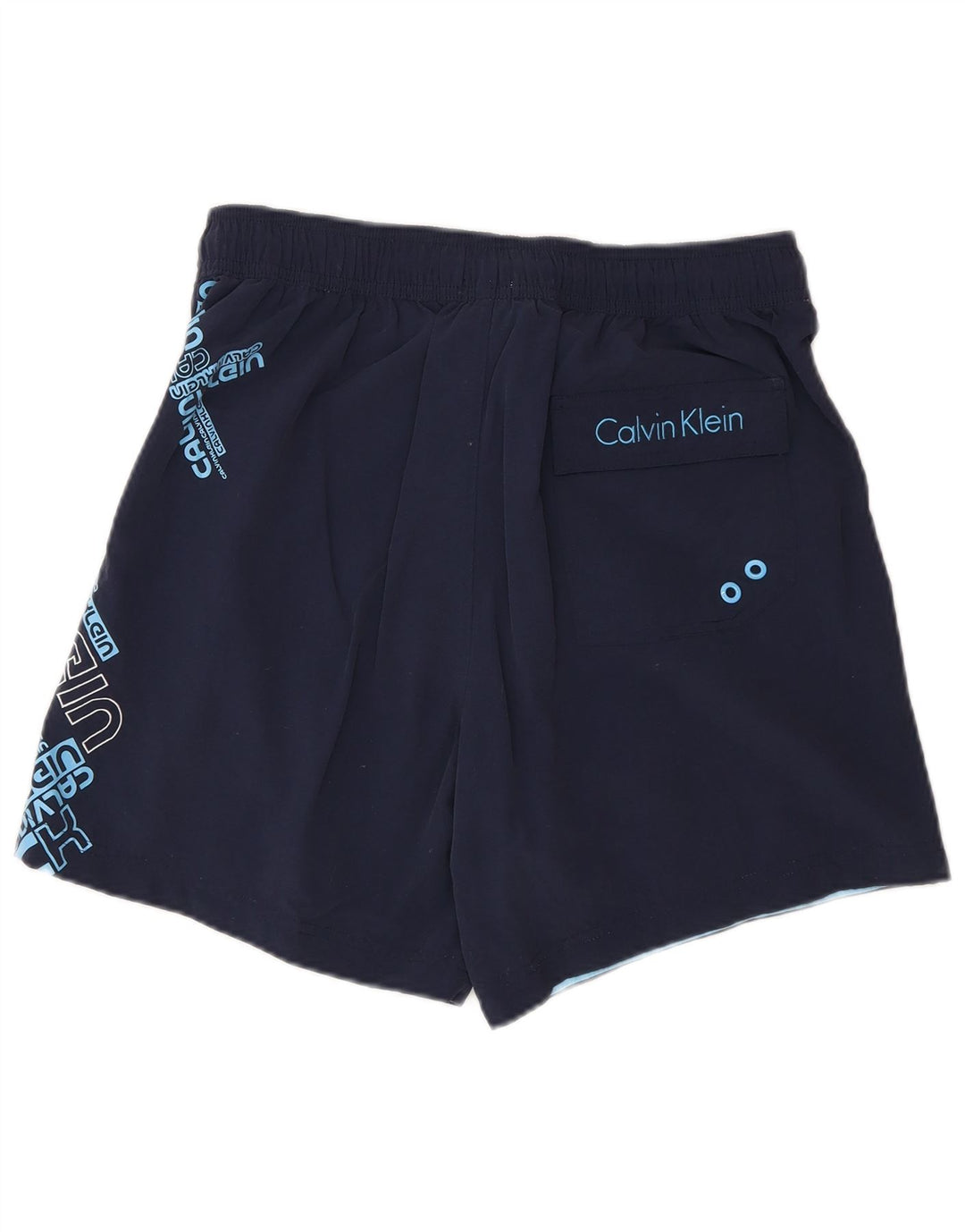 Calvin Klein Mens Graphic Swimming Shorts Small  Navy Blue Nylon
