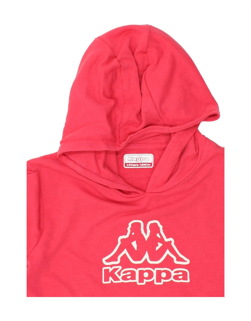 KAPPA Girls Graphic Hoodie Jumper 13-14 Years Pink Cotton | Vintage Kappa | Thrift | Second-Hand Kappa | Used Clothing | Messina Hembry 