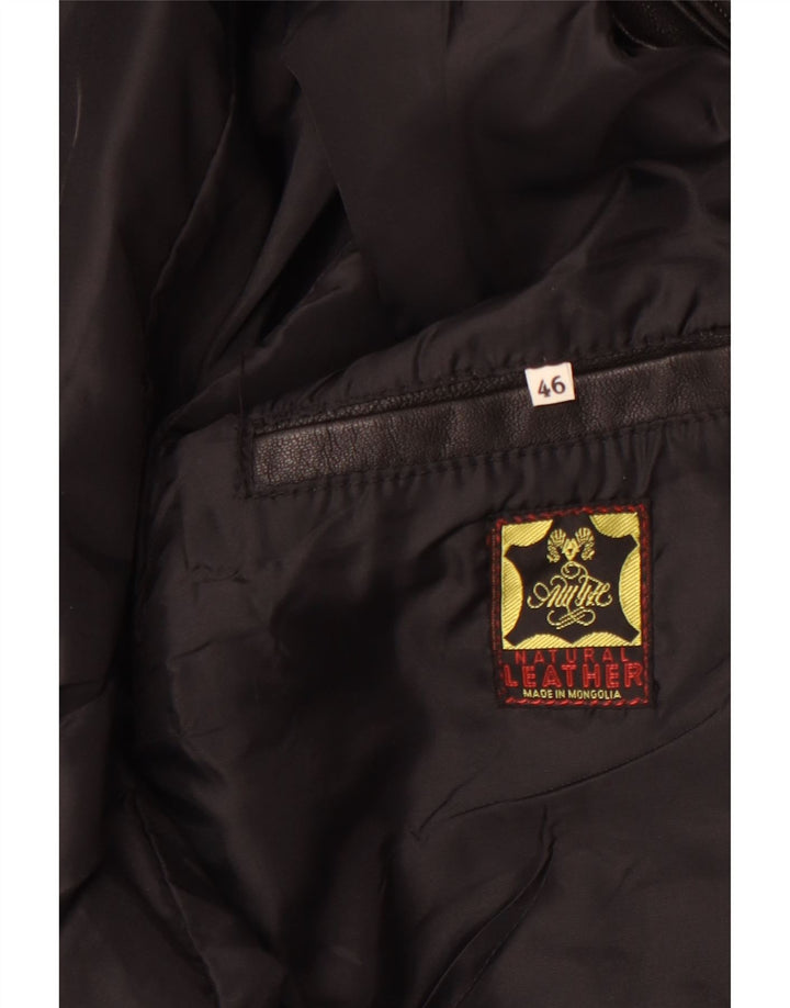 VINTAGE Mens Leather Jacket EU 46 Small Black Leather