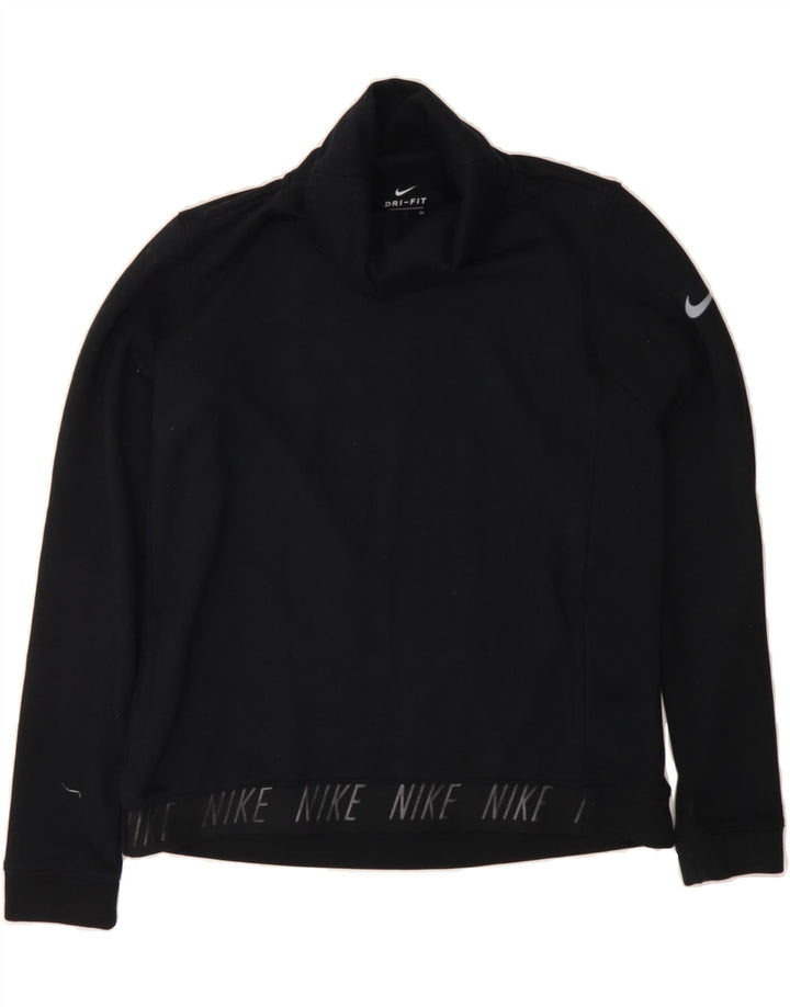 NIKE Mens Graphic Roll Neck Sweatshirt Jumper Small Black Polyester Vintage Nike and Second-Hand Nike from Messina Hembry 