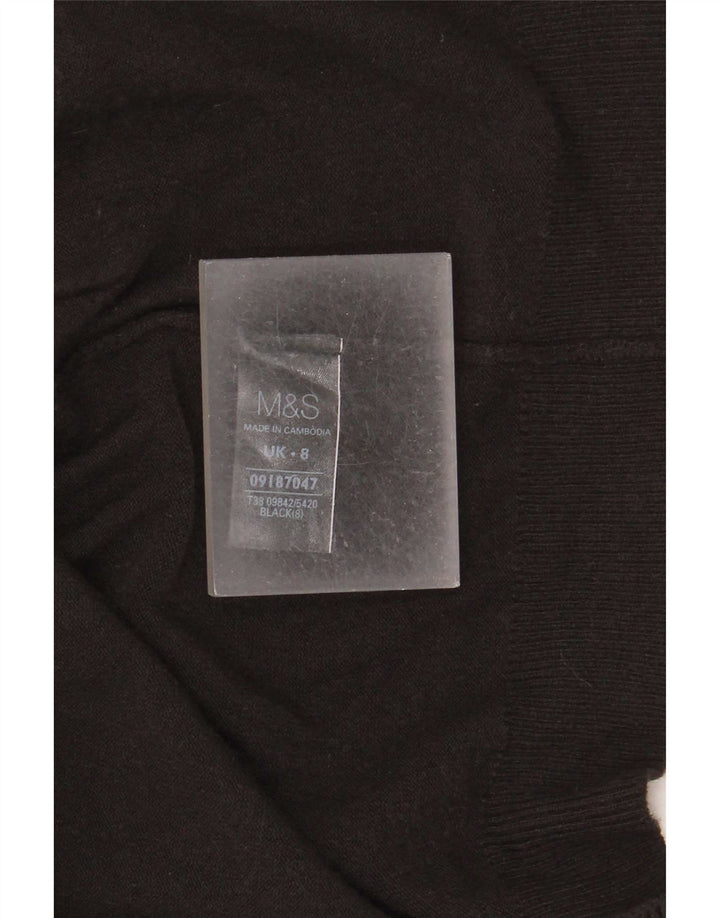 Marks & Spencer Womens Longline Open Cardigan Sweater UK 8 Small Black