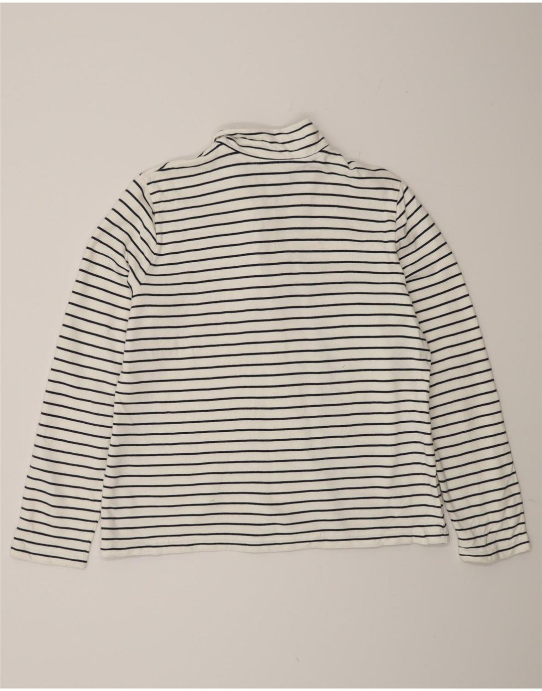 Ralph Lauren Womens Zip Neck Sweatshirt Jumper UK 16 Large White Striped