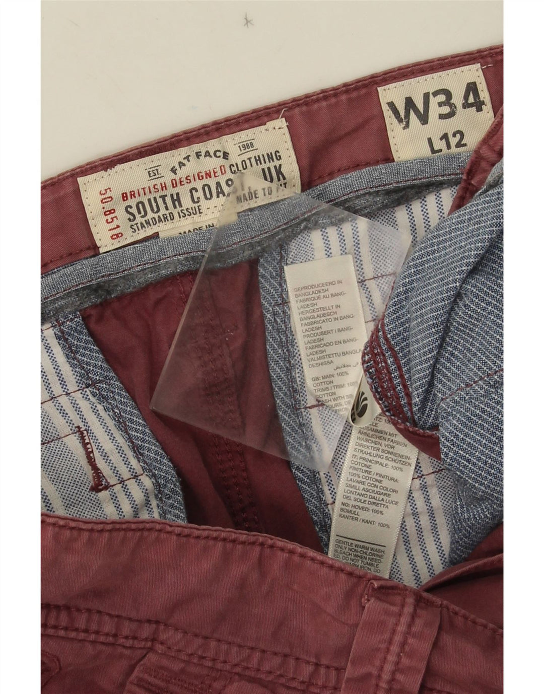 Fat Face Mens Cargo Shorts W34 Large Red Cotton