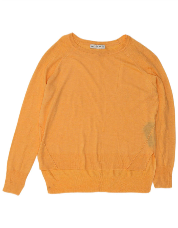Zara Womens Oversized Boat Neck Jumper Sweater UK 10 Small Orange Viscose