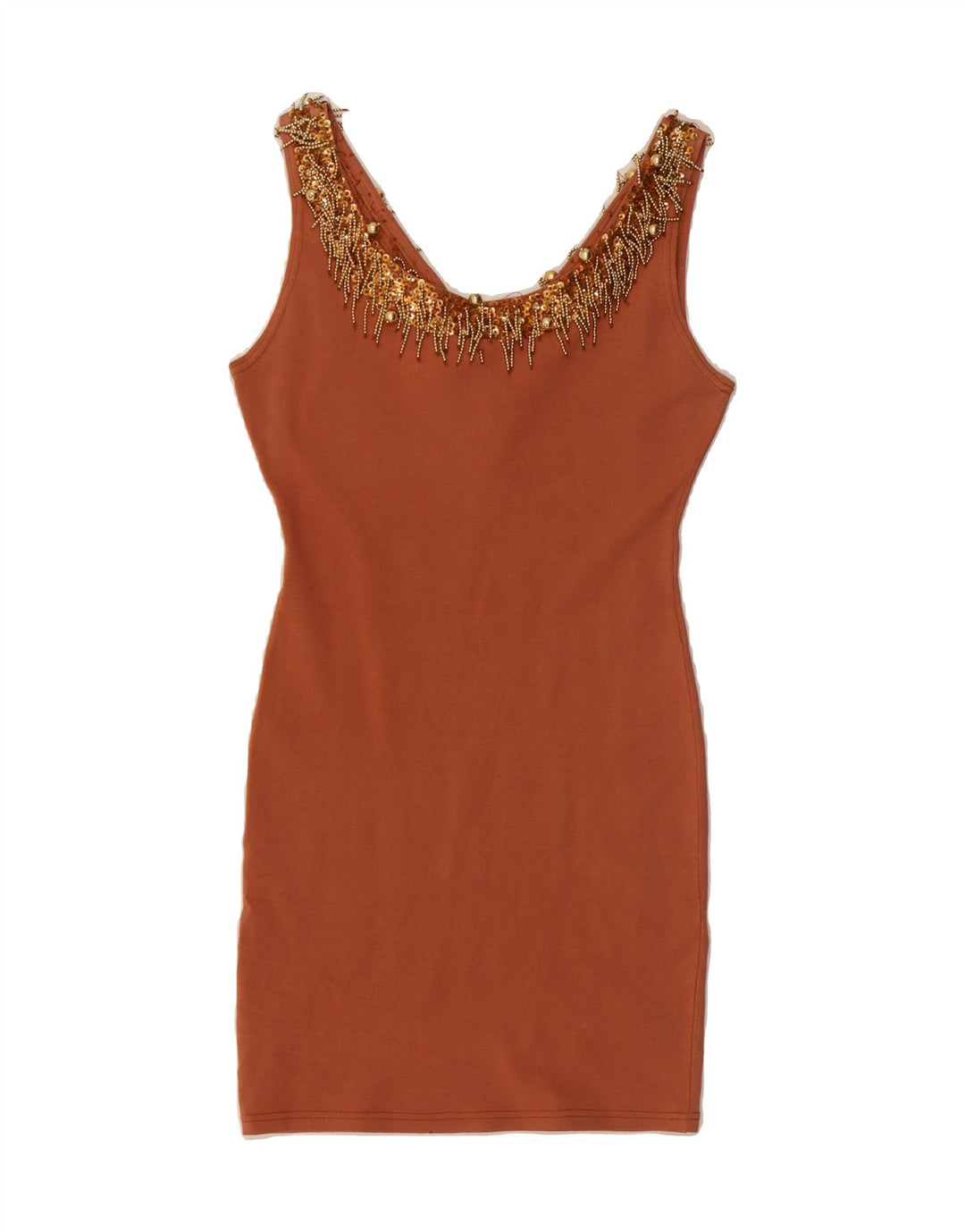 STUDIO MB Womens Sleeveless Bodycon Dress UK 12 Medium Brown Rayon Vintage Studio MB and Second-Hand Studio MB from Messina Hembry 