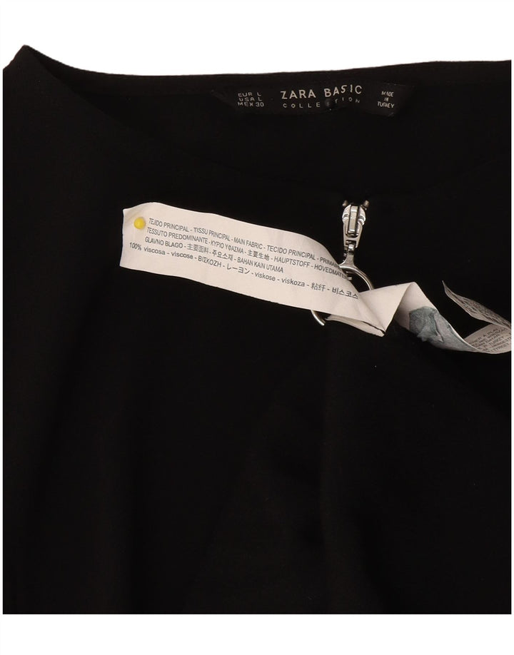 Zara Womens Blouse Top UK 14 Large Black Colourblock Viscose