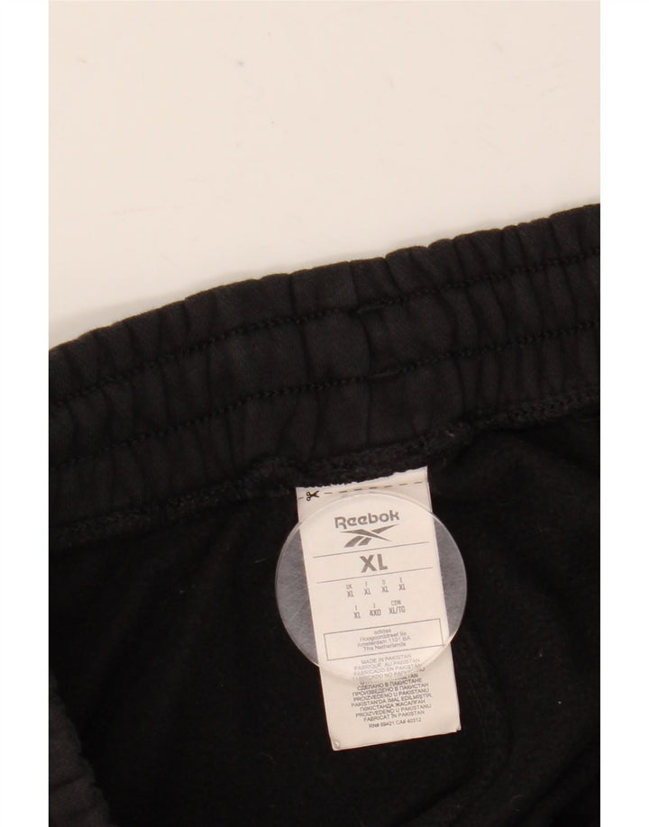 Reebok Mens Graphic Tracksuit Trousers Joggers XL Black Cotton