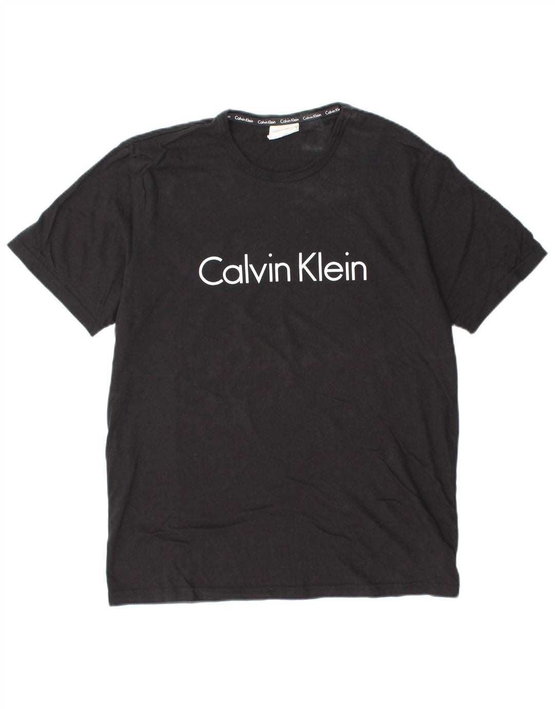 CALVIN KLEIN Mens Graphic T-Shirt Top Medium Black Cotton