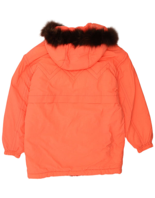 Fila Womens Hooded Oversized Padded Coat IT 44 Medium Orange Polyamide