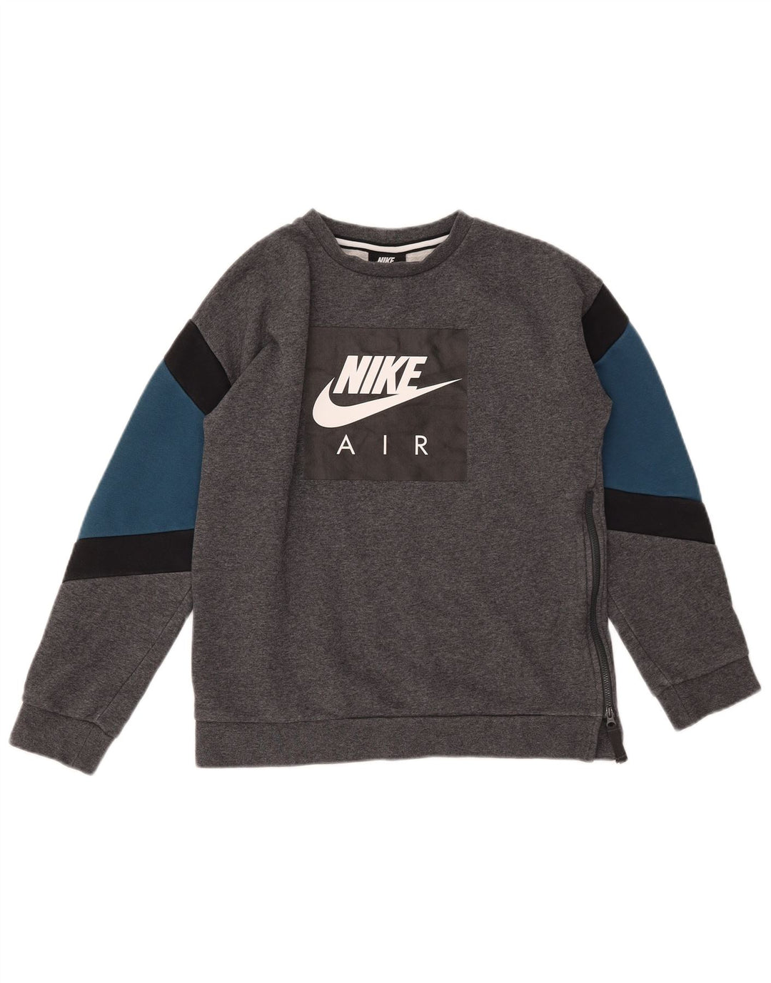 NIKE Boys Graphic Sweatshirt Jumper 13-14 Years XL Grey Colourblock Cotton