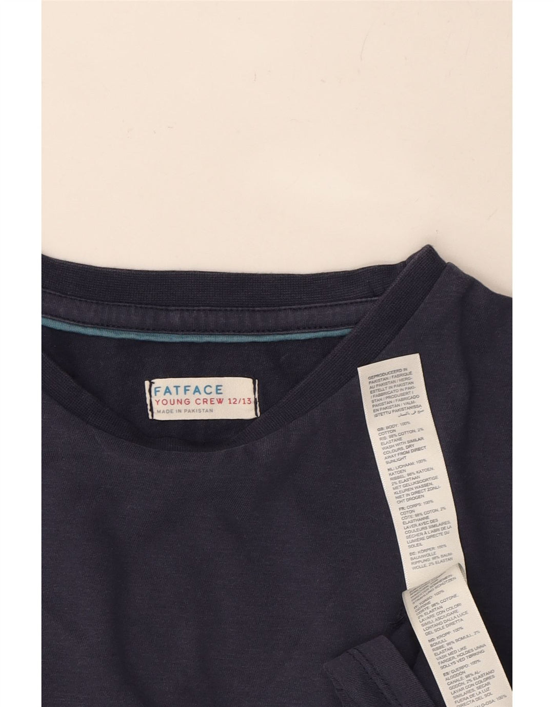 FAT FACE Boys T-Shirt Top 11-12 Years Navy Blue Cotton