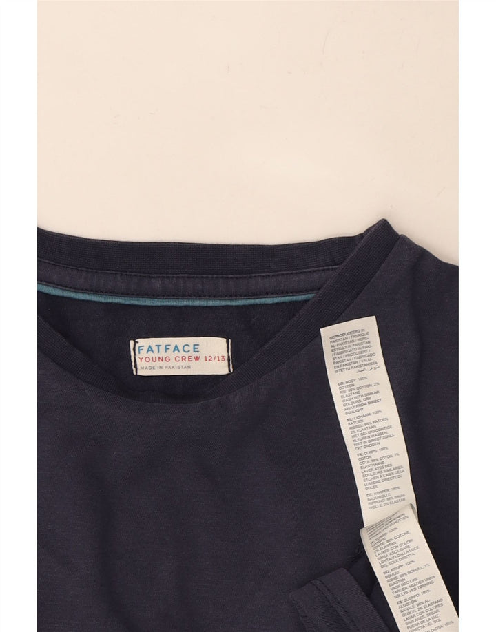 FAT FACE Boys T-Shirt Top 11-12 Years Navy Blue Cotton