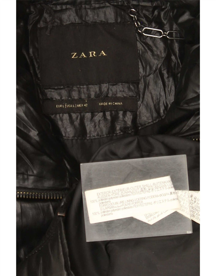 Zara Mens Padded Jacket UK 40 Large Black Polyester