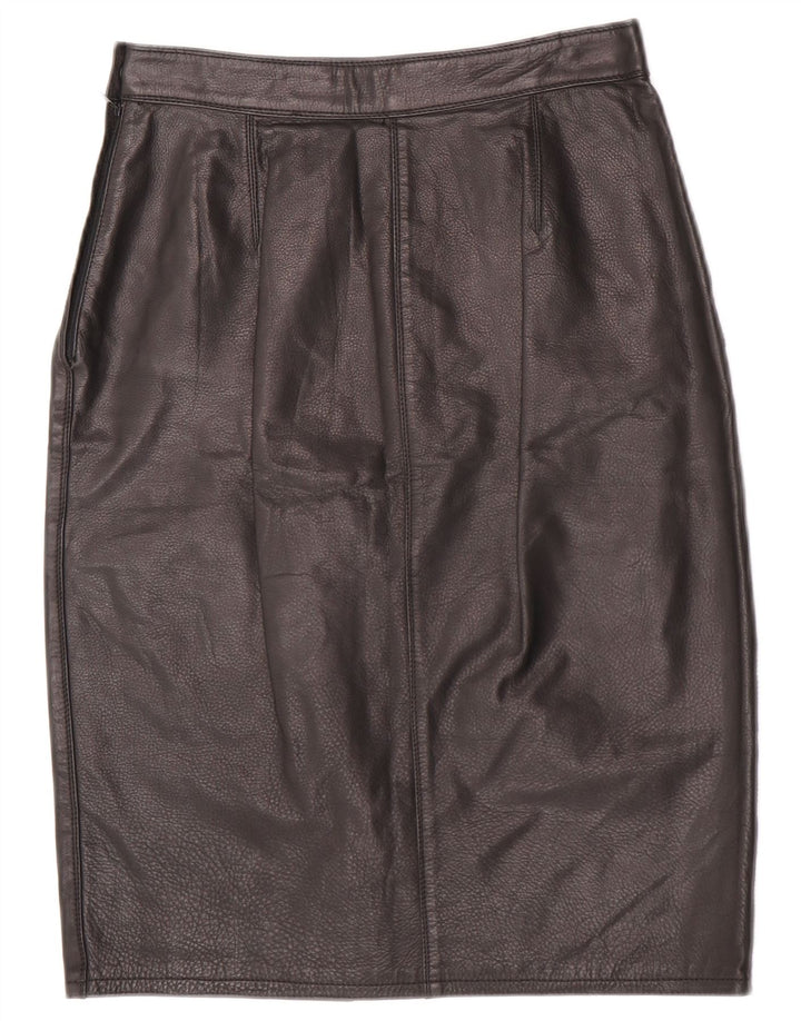 Vintage Womens High Waist Leather Skirt IT 42 Medium W26 Black