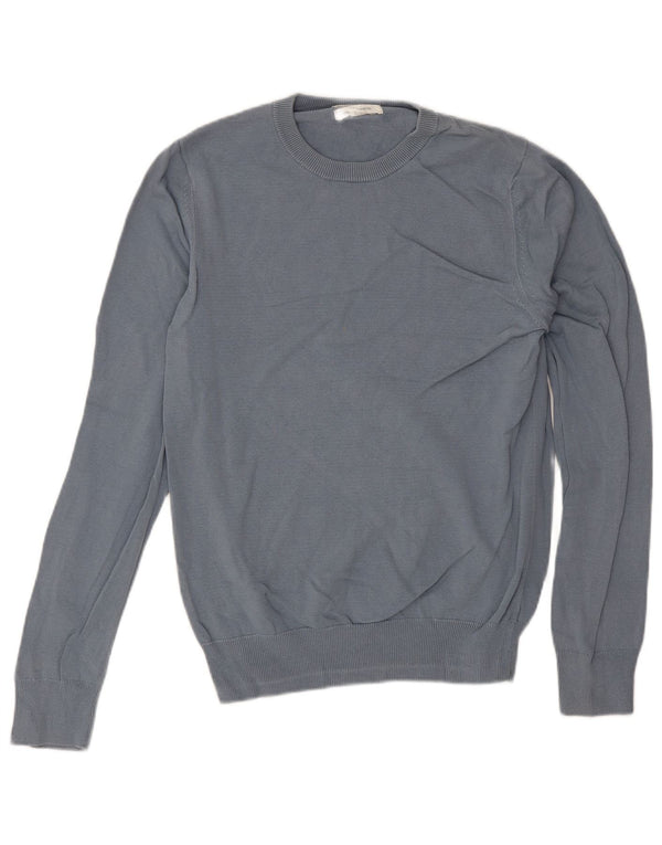 Marks & Spencer Mens Crew Neck Jumper Sweater Small Blue Cotton