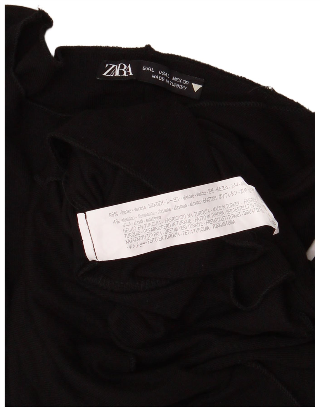 Zara Womens Crop Top Long Sleeve UK 14 Large Black Viscose