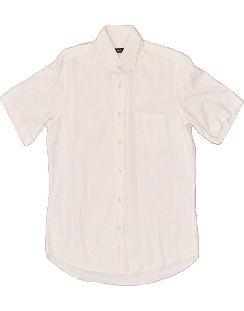 HUGO BOSS Mens Short Sleeve Shirt Size 15 3/4 40 Medium White | Vintage Hugo Boss | Thrift | Second-Hand Hugo Boss | Used Clothing | Messina Hembry 