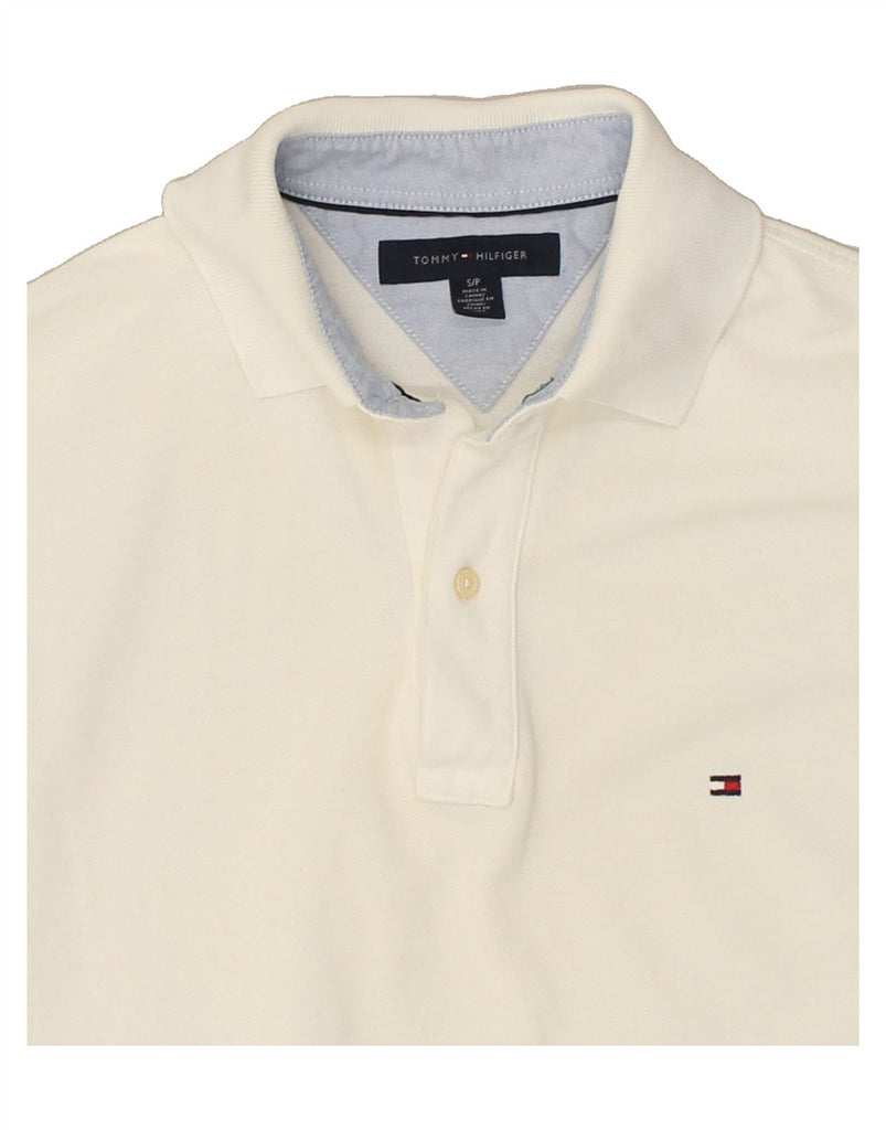 TOMMY HILFIGER Mens Polo Shirt Small Off White Cotton | Vintage Tommy Hilfiger | Thrift | Second-Hand Tommy Hilfiger | Used Clothing | Messina Hembry 