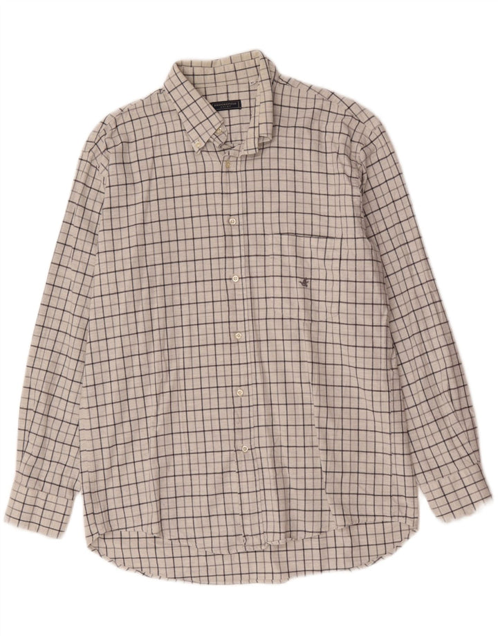 Brooksfield Mens Shirt XL White Check Cotton