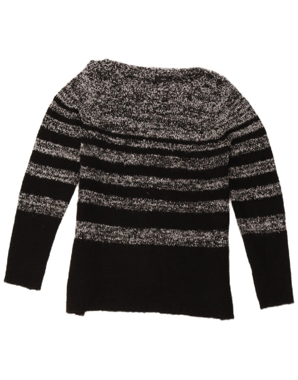 M&Co Womens Boat Neck Jumper Sweater UK 12 Medium Black Striped Acrylic