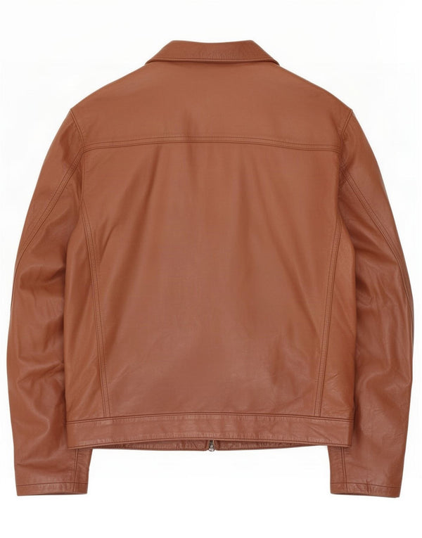 Vintage Mens Leather Utility Jacket IT 50 Large Brown