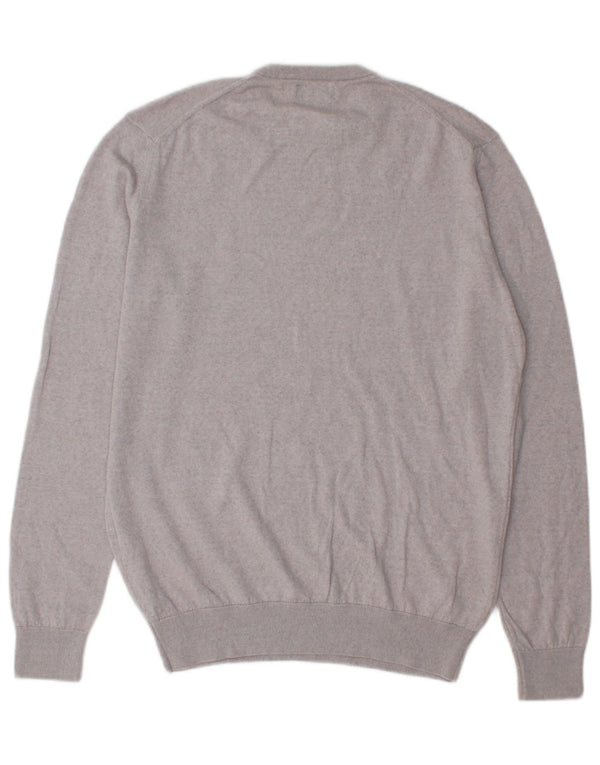 Zara Mens Crew Neck Jumper Sweater Large Grey Wool