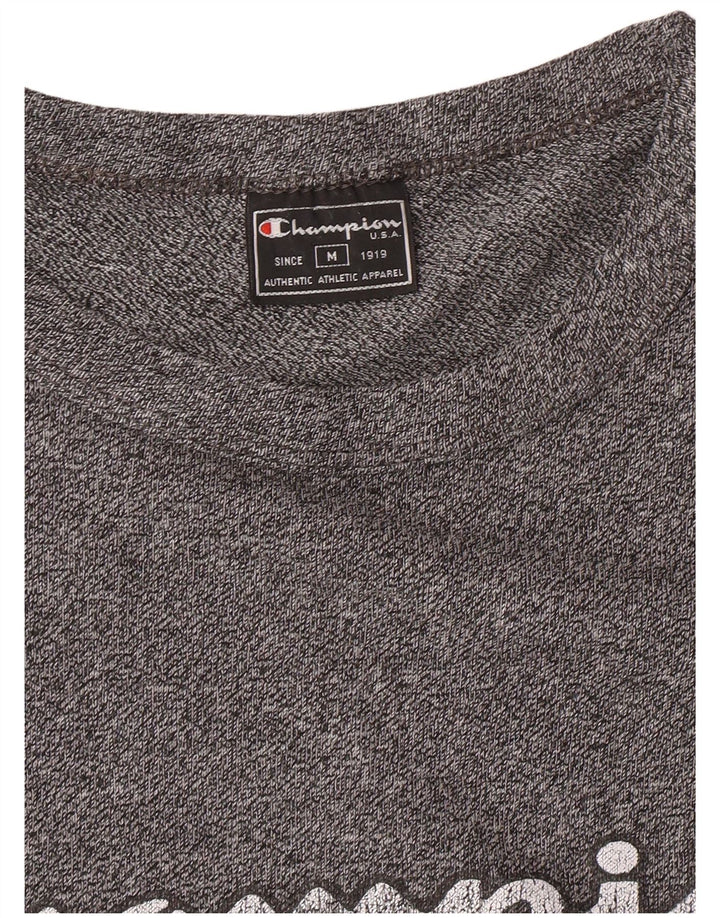 Champion Mens Graphic T-Shirt Top Medium Grey Flecked