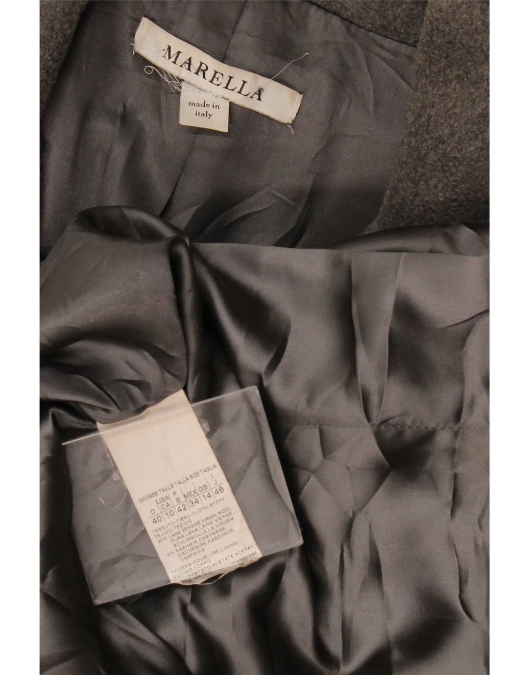 Marella Womens Double Breasted Coat UK 14 Large Grey Wool