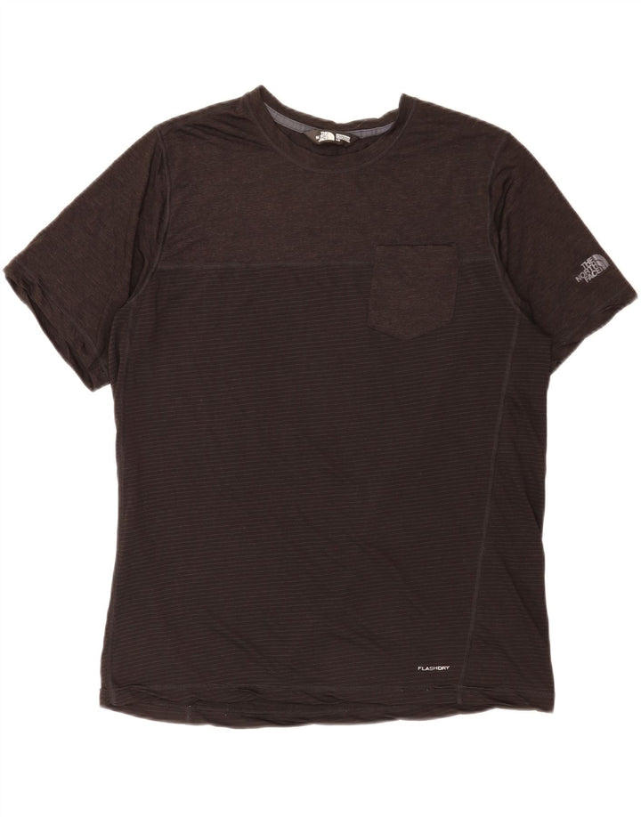 The North Face Mens T-Shirt Top Large Grey Pinstripe Polyester