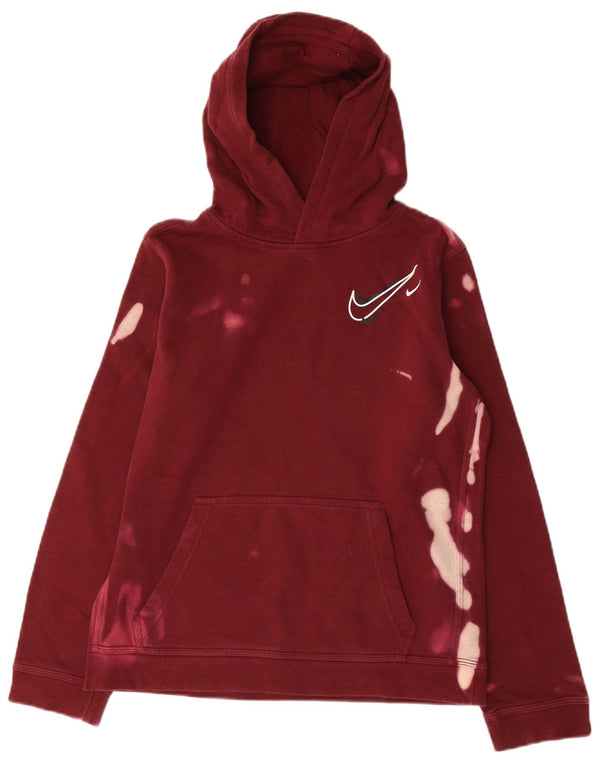 Nike Boys Hoodie Jumper 13-14 Years XL Burgundy Tie Dye Cotton